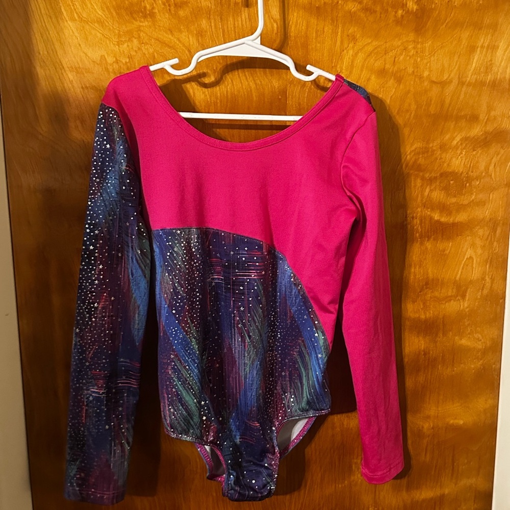 Danskin Now Girls Pink and Multicolor Long Sleeve Leotard